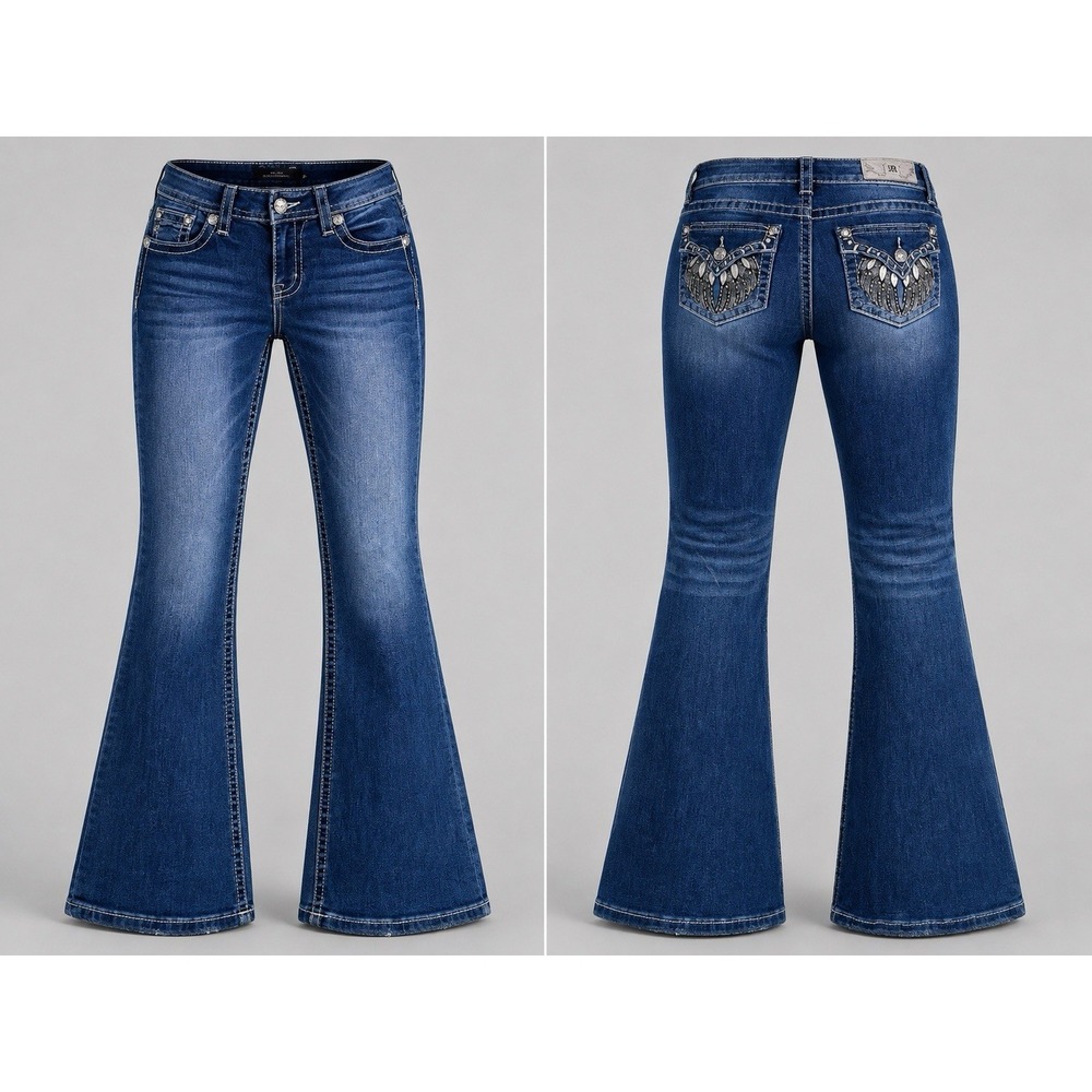 Miss Me jeans Wing Bootcut womens  29    Americana whiskering rhinestones